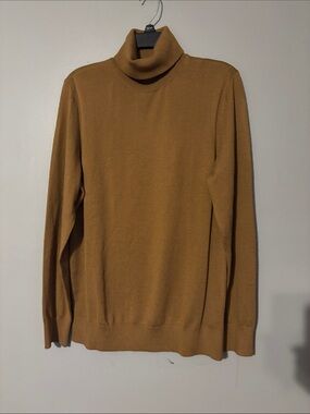 Express Men's Turtleneck Sweater in Camel Brown poly/wool blend